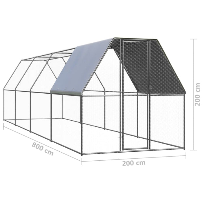 Outdoor Chicken Cage 2x2x2 m Galvanised Steel Tbnktxo