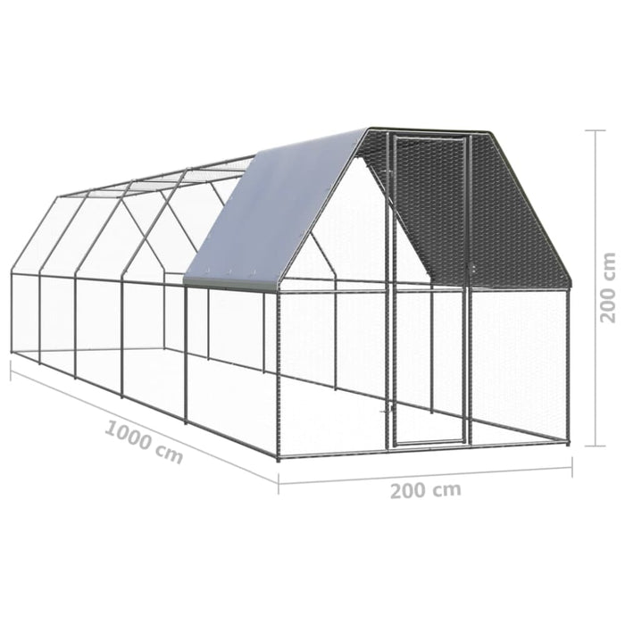 Outdoor Chicken Cage 2x2x2 m Galvanised Steel Tbnktxx