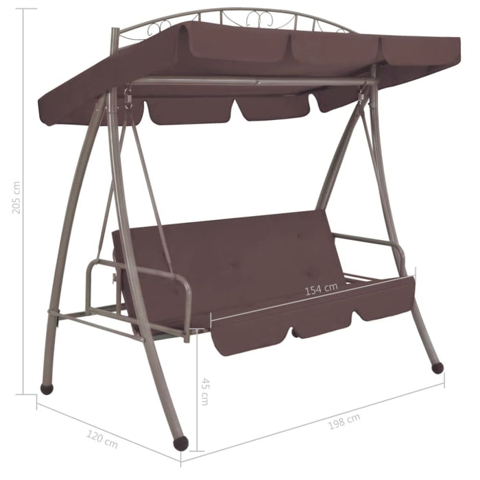 Outdoor Convertible Swing Bench With Canopy Coffee Atxax