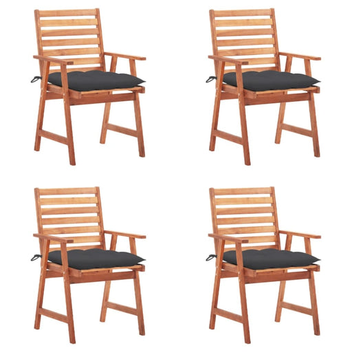 Outdoor Dining Chairs 4 Pcs With Cushions Solid Acacia Wood