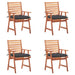 Outdoor Dining Chairs 4 Pcs With Cushions Solid Acacia Wood