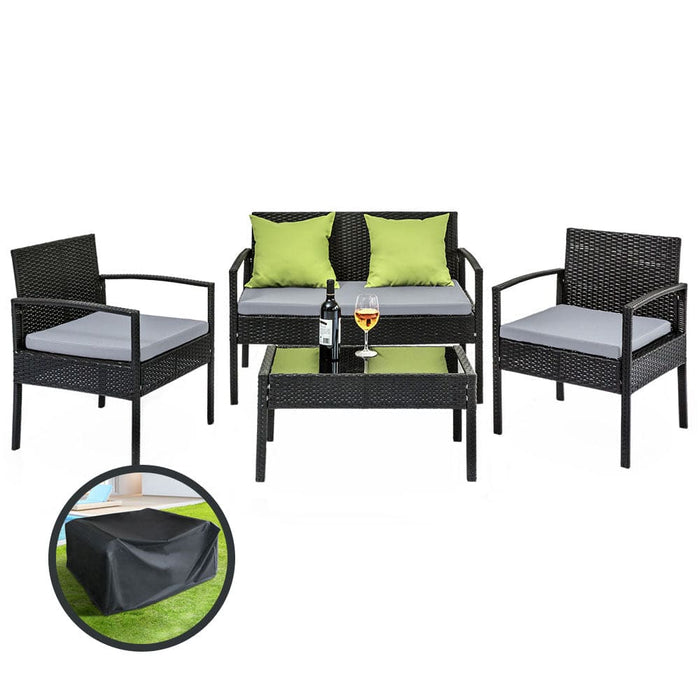 Outdoor Furniture Lounge Setting Garden Patio Wicker Cover