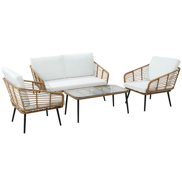 Outdoor Furniture Sofa Set 4 Piece Rattan Lounge Table