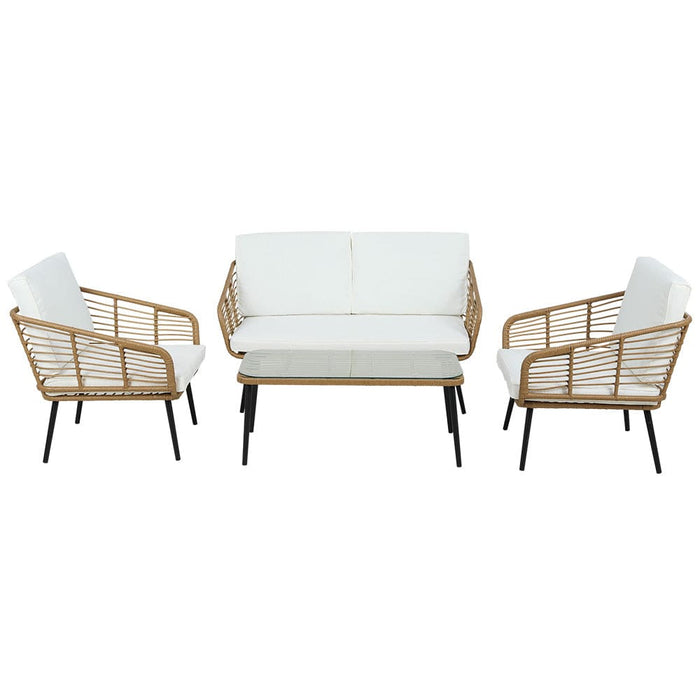 Outdoor Furniture Sofa Set 4 Piece Rattan Lounge Table