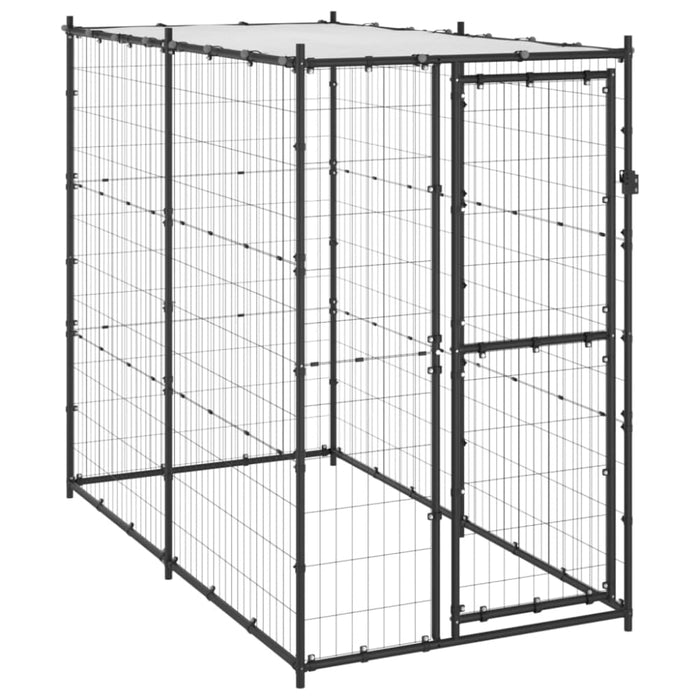 Outdoor Dog Kennel Steel With Roof 110x220x180 Cm Opbikp