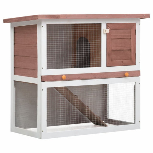 Outdoor Rabbit Hutch 1 Door Brown Wood Oibntx