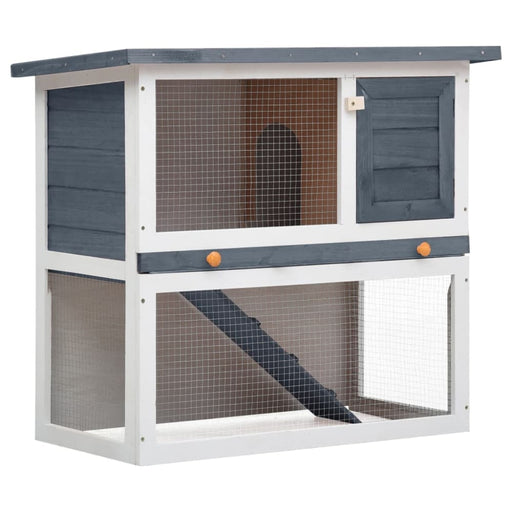 Outdoor Rabbit Hutch 1 Door Grey Wood Oibnto