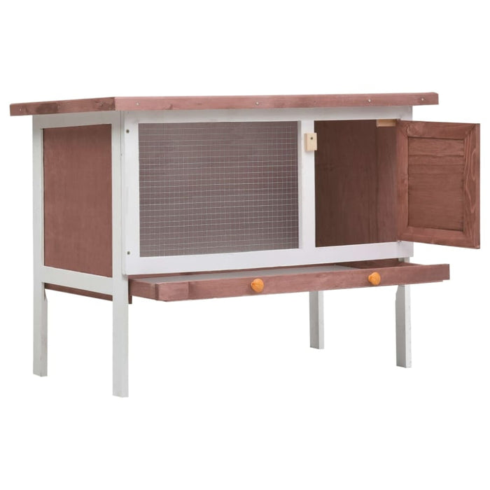 Outdoor Rabbit Hutch 1 Layer Brown Wood Oibnxk