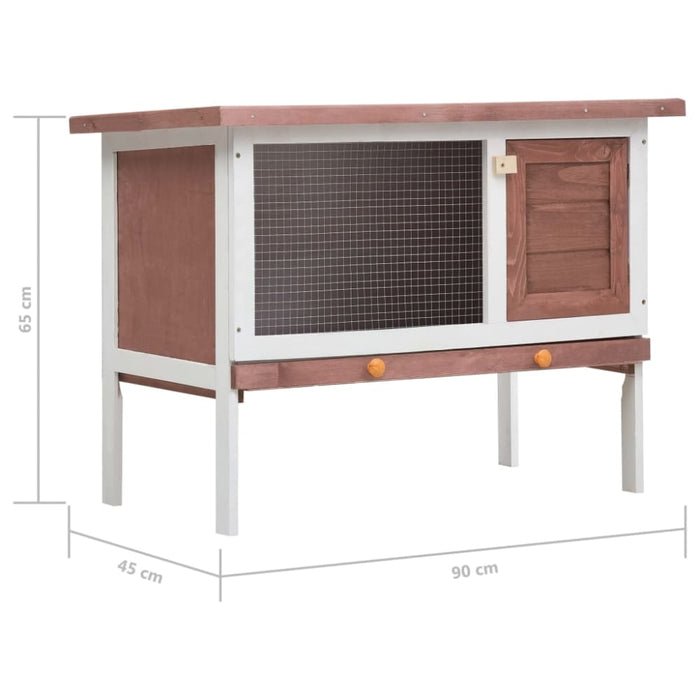 Outdoor Rabbit Hutch 1 Layer Brown Wood Oibnxk