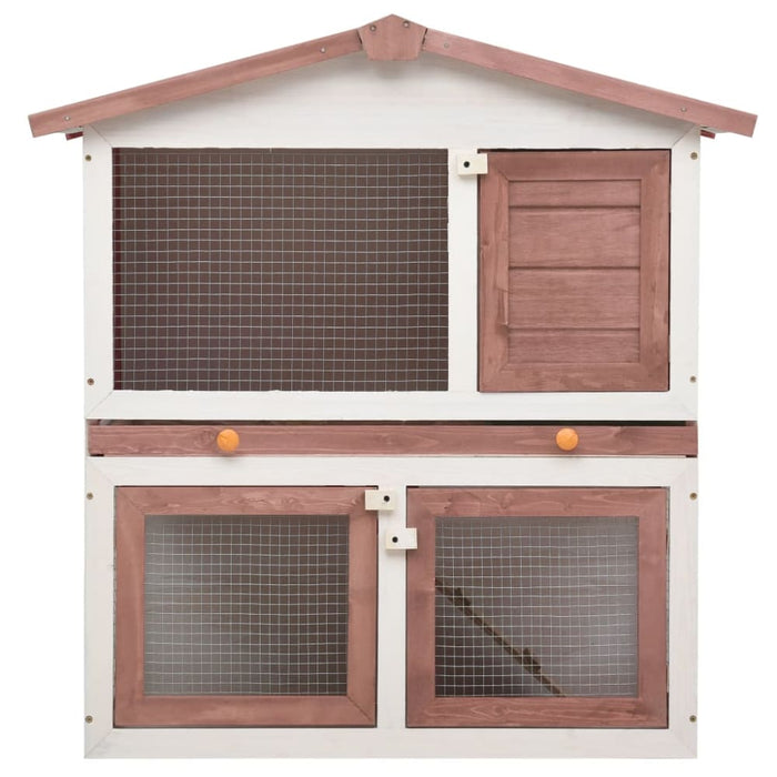 Outdoor Rabbit Hutch 3 Doors Brown Wood Oibntn