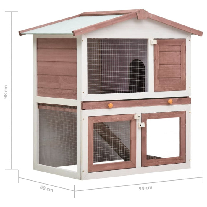 Outdoor Rabbit Hutch 3 Doors Brown Wood Oibntn