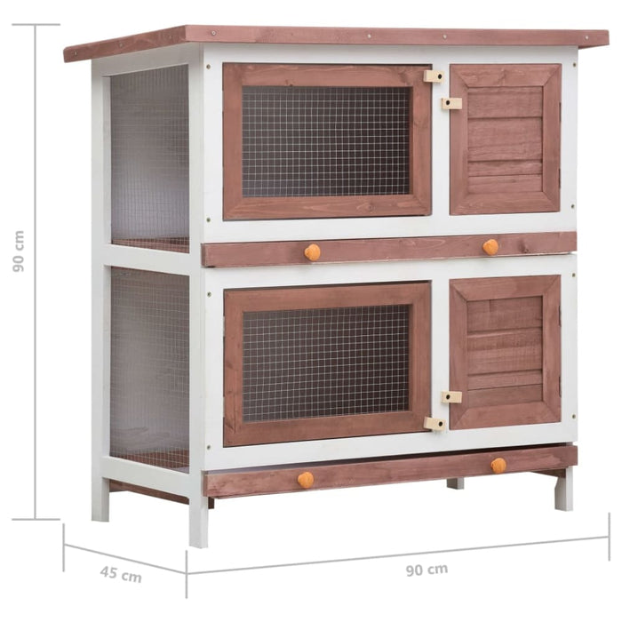 Outdoor Rabbit Hutch 4 Doors Brown Wood Oibntp