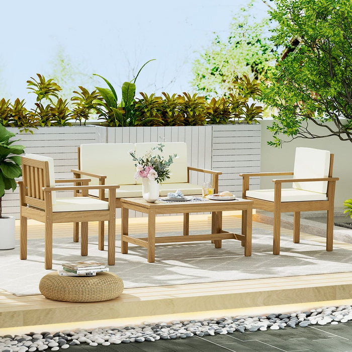 Outdoor Sofa Set 4-seater Acacia Wood Lounge Setting Table