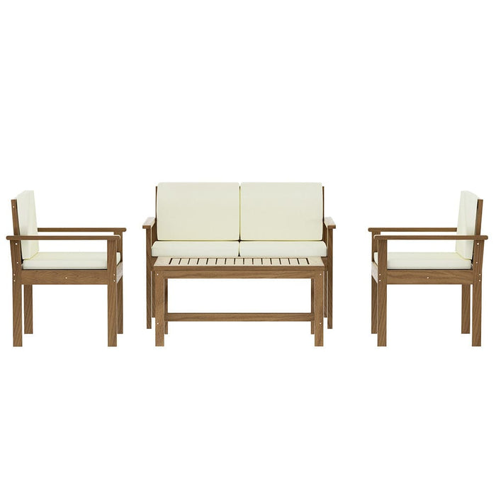 Outdoor Sofa Set 4-seater Acacia Wood Lounge Setting Table