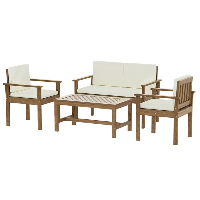 Outdoor Sofa Set 4-seater Acacia Wood Lounge Setting Table