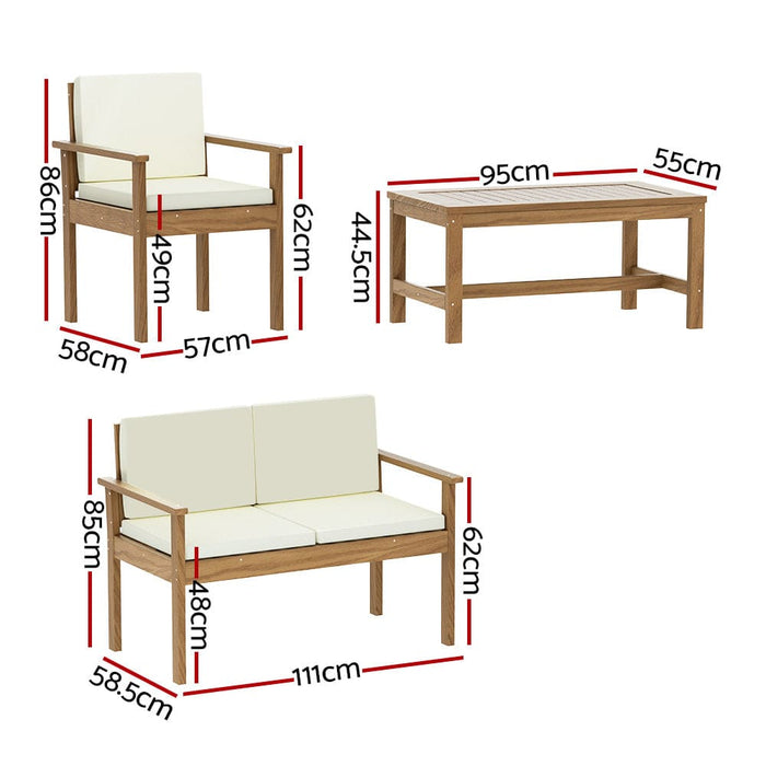 Outdoor Sofa Set 4-seater Acacia Wood Lounge Setting Table