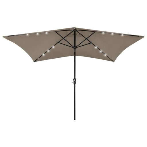 Parasol With Leds And Steel Pole Taupe 2x3 m Totink