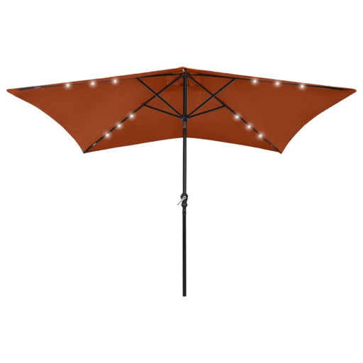 Parasol With Leds And Steel Pole Terracotta 2x3 m Totiko