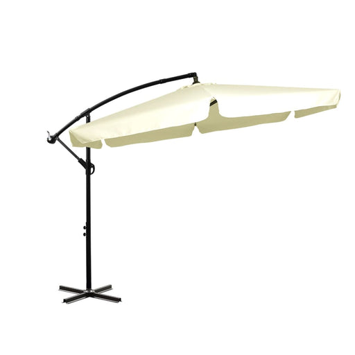 3m Patio Outdoor Umbrella Cantilever Beige