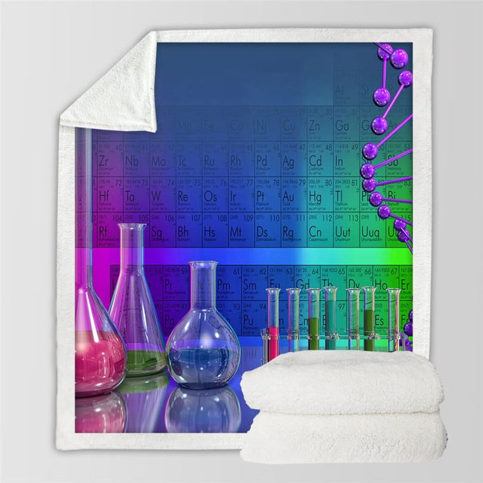 Periodic Table Sherpa Throw Blanket Chemistry Bedspread