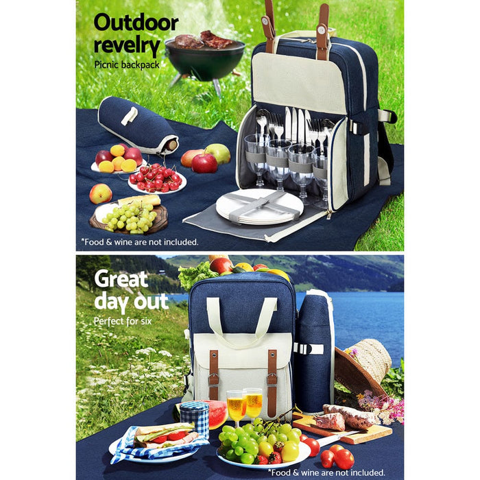 Picnic Basket Backpack Set Cooler Bag 4 Person Outdoor