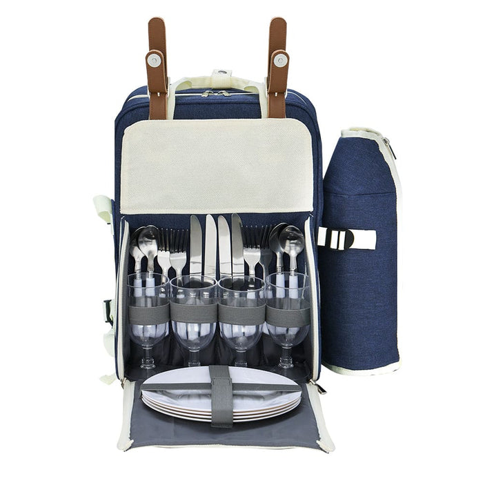 Picnic Basket Backpack Set Cooler Bag 4 Person Outdoor