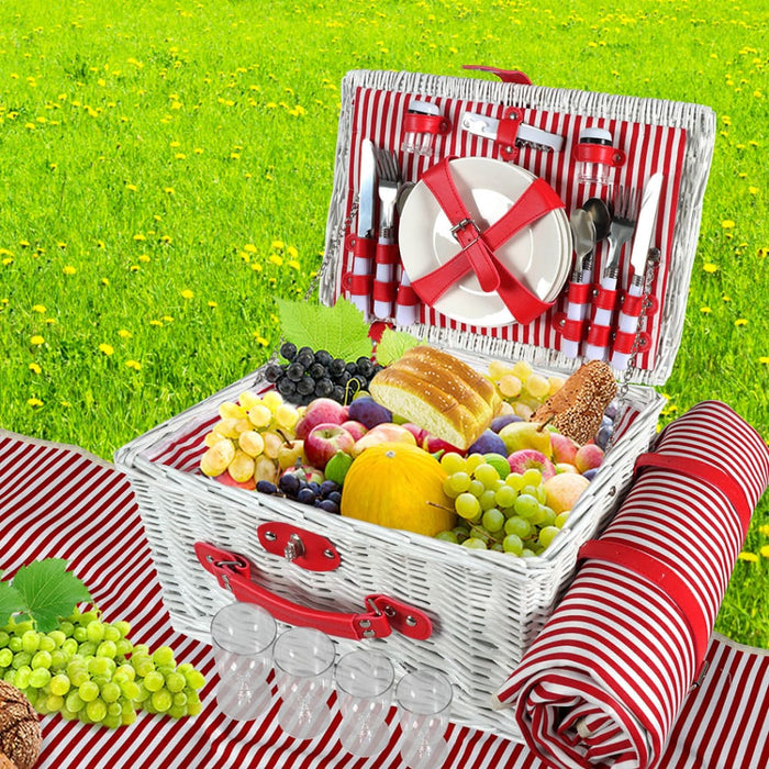 Goslash Picks Picnic Basket Set Baskets 4 Person Wicker