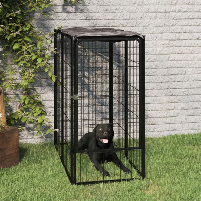 Dog Playpen 6 Panels Black 50x100 Cm Powder - coated Steel