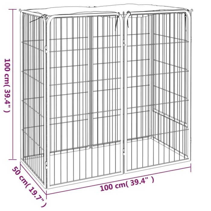 Dog Playpen 6 Panels Black 50x100 Cm Powder-coated Steel