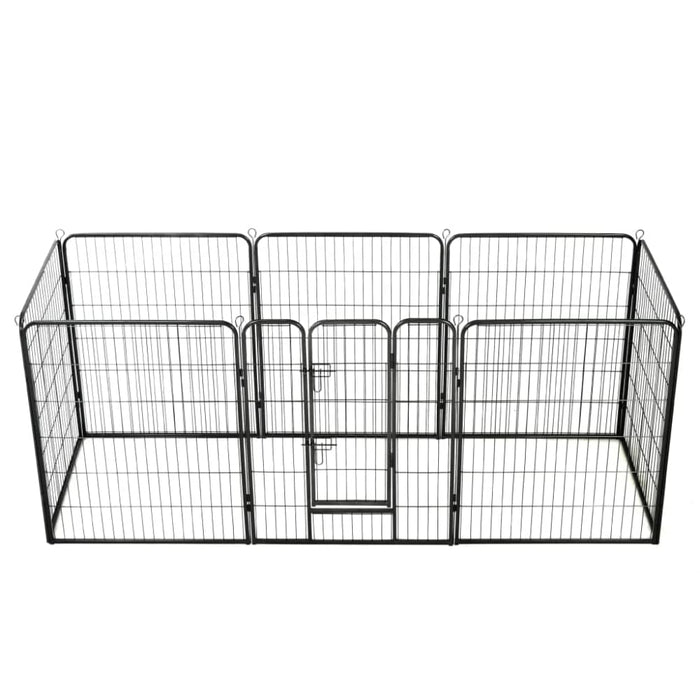 Dog Playpen 8 Panels Steel Black Oibpia