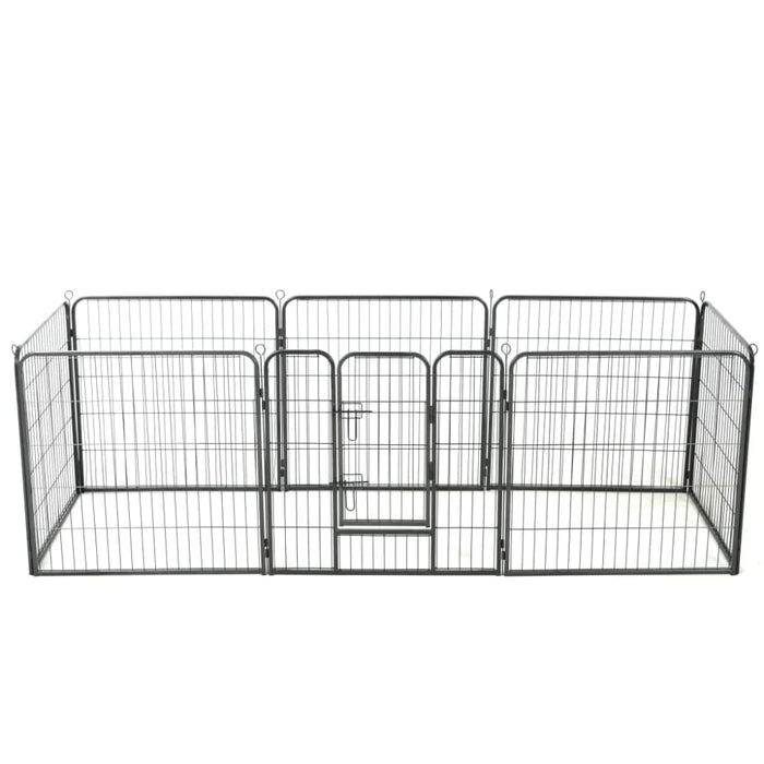 Dog Playpen 8 Panels Steel Black Oibpio