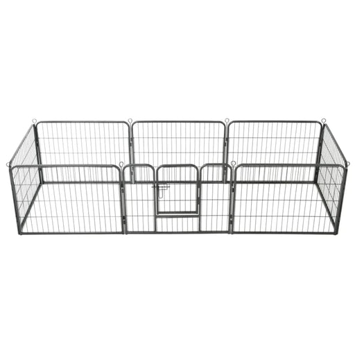 Dog Playpen 8 Panels Steel Black Oibpix