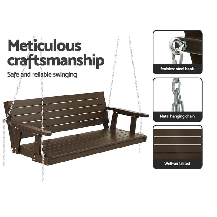 Porch Swing Chair With Chain Outdoor Furniture 3 Seater