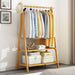 Portable Clothes Rack Coat Garment Stand Bamboo Rail Hanger