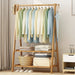 Portable Clothes Rack Coat Garment Stand Bamboo Rail Hanger