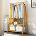 Portable Clothes Rack Coat Garment Stand Bamboo Rail Hanger