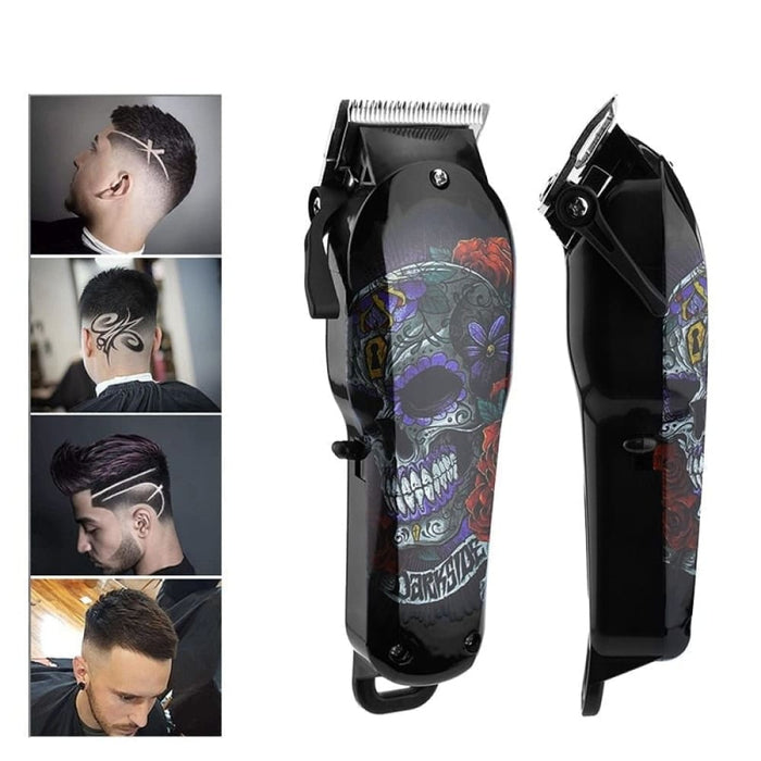 Professional Electric Hair Trimmer Graffiti Skull Cordless