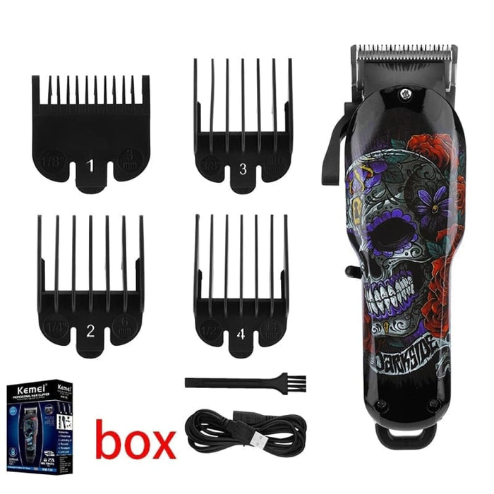 Professional Electric Hair Trimmer Graffiti Skull Cordless