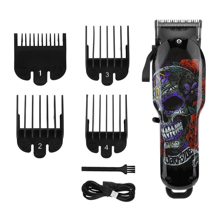 Professional Electric Hair Trimmer Graffiti Skull Cordless