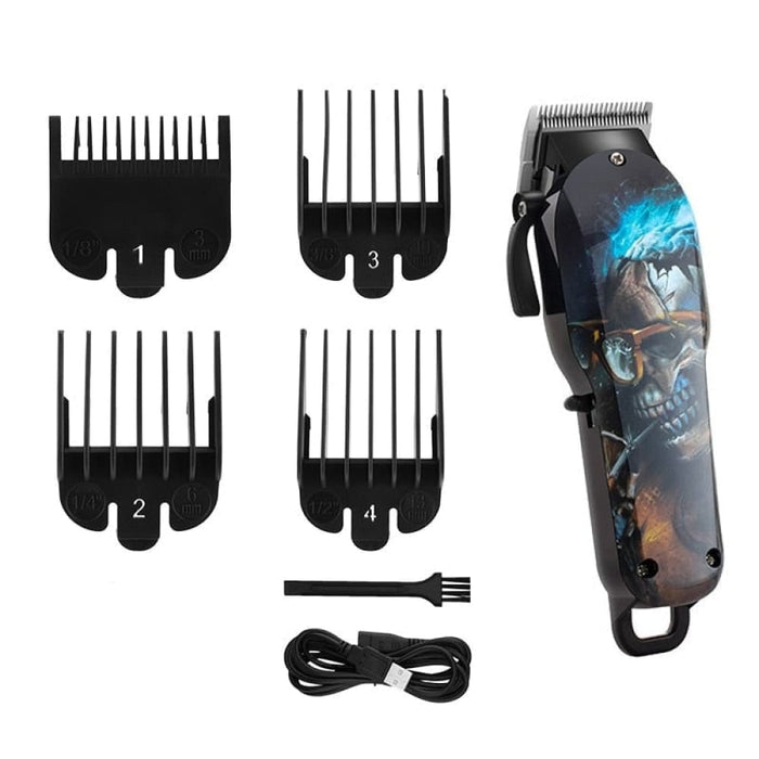 Professional Electric Hair Trimmer Graffiti Skull Cordless