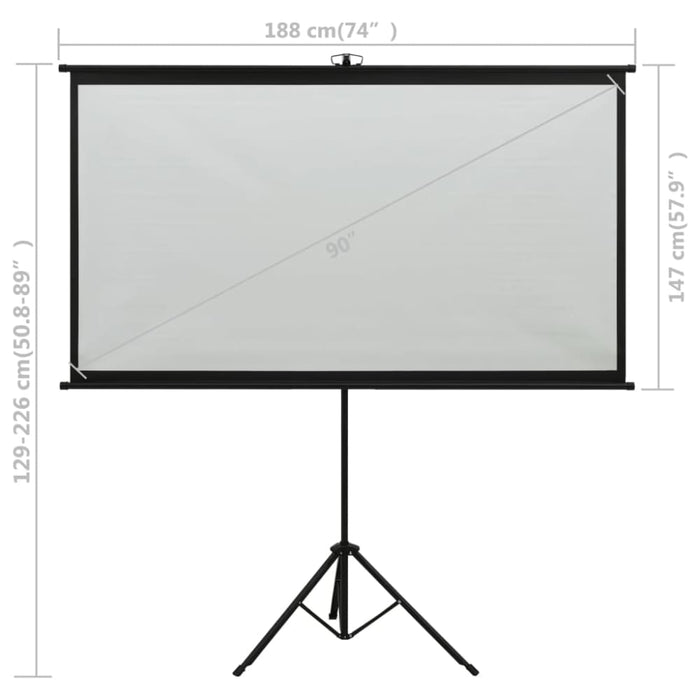 Projection Screen With Tripod 90’ 4:3 Poabl