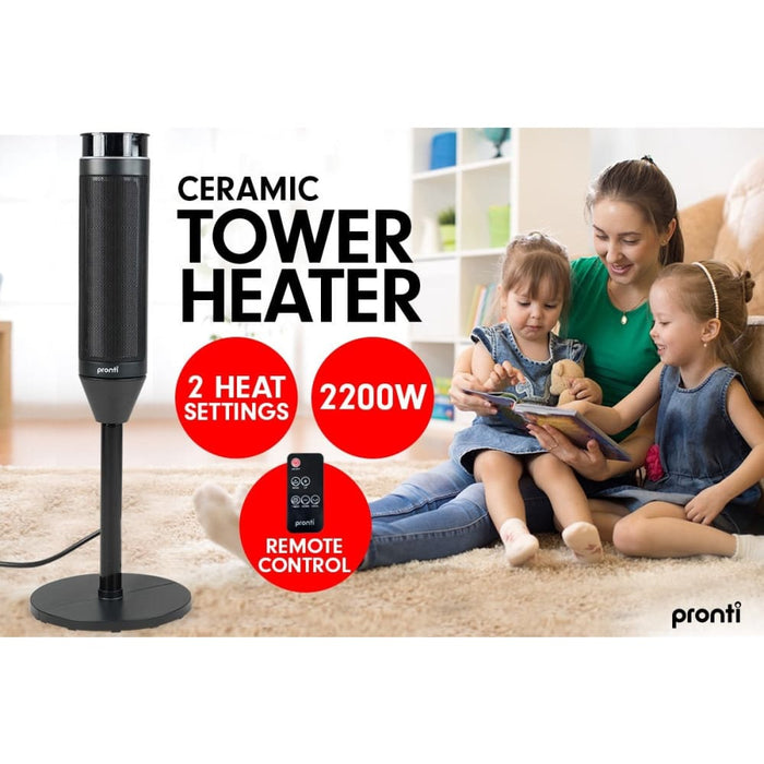 Pronti Electric Tower Heater 2000w Ceramic Portable Remote