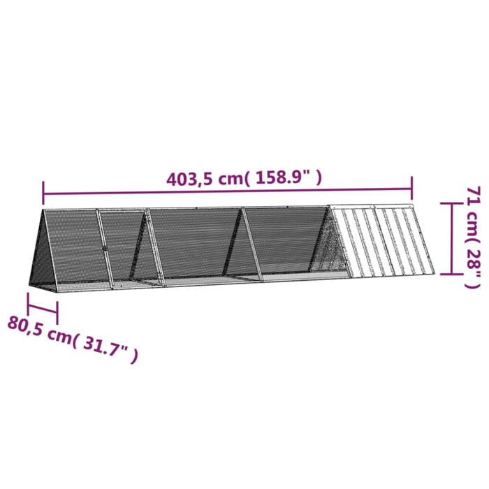 Rabbit Cage Anthracite 403.5x80.5x71 Cm Galvanised Steel