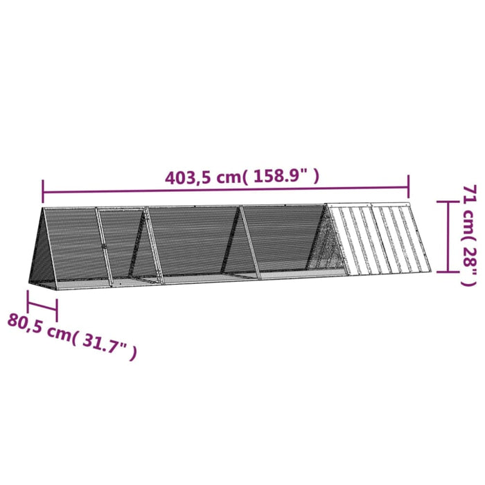 Rabbit Cage Grey 403.5x80.5x71 Cm Galvanised Steel Toblapb