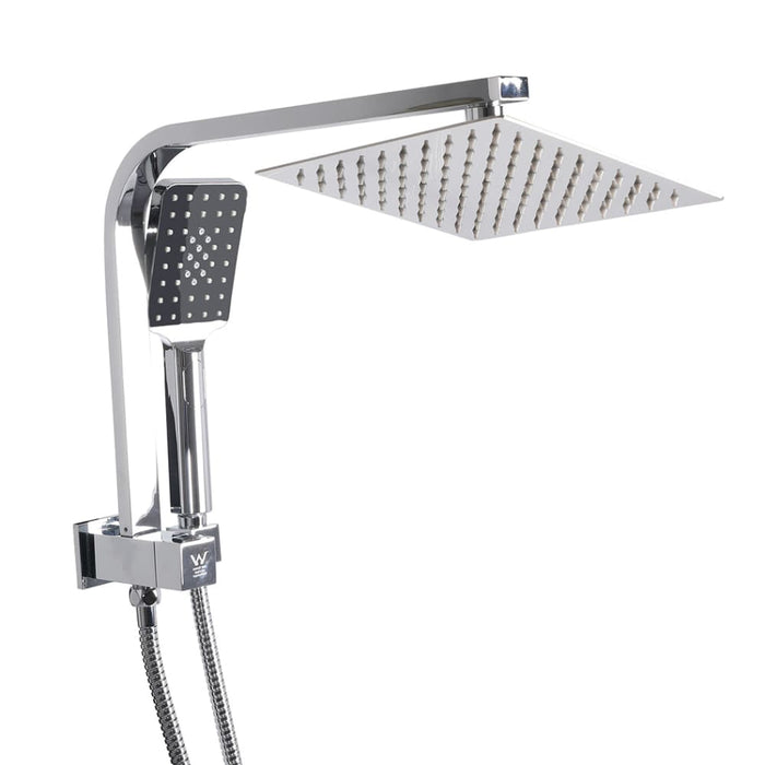 Goslash Picks Rain Shower Head Set Silver Square Brass Taps