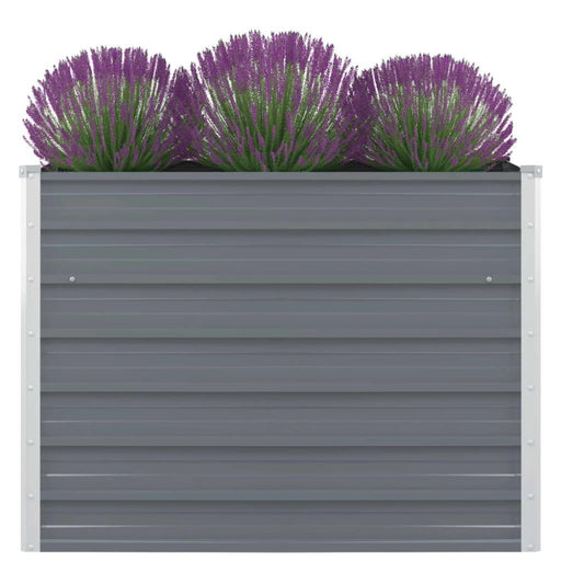 Raised Garden Bed 100x100x77 Cm Galvanised Steel Grey Axabi