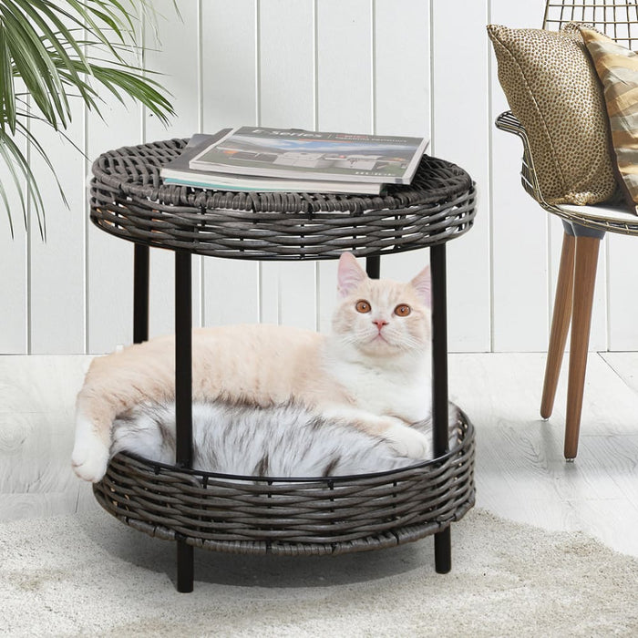 Rattan Pet Bed Elevated Raised Cat Dog House Wicker Basket