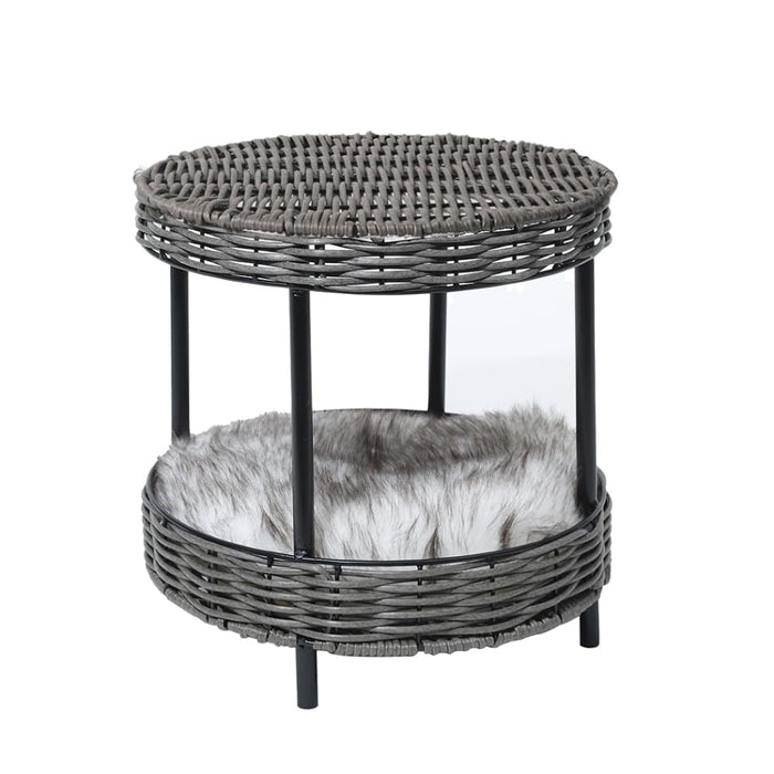 Rattan Pet Bed Elevated Raised Cat Dog House Wicker Basket