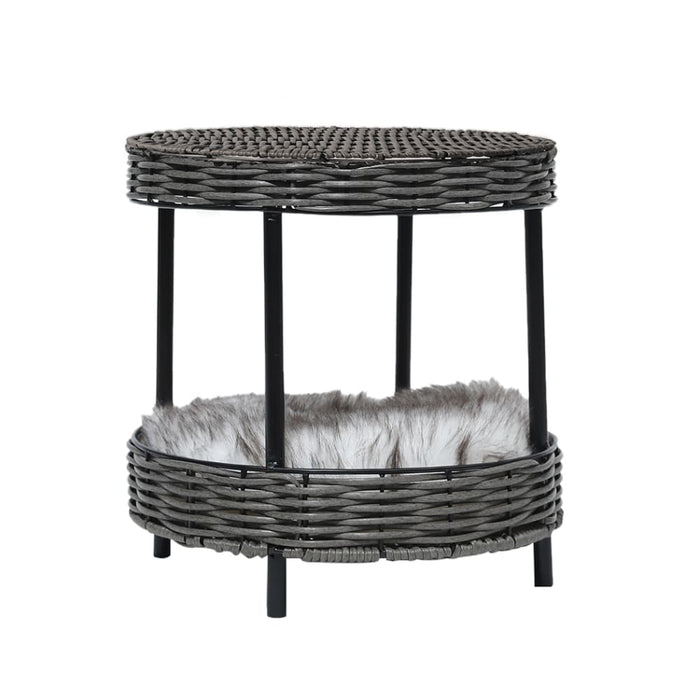 Rattan Pet Bed Elevated Raised Cat Dog House Wicker Basket