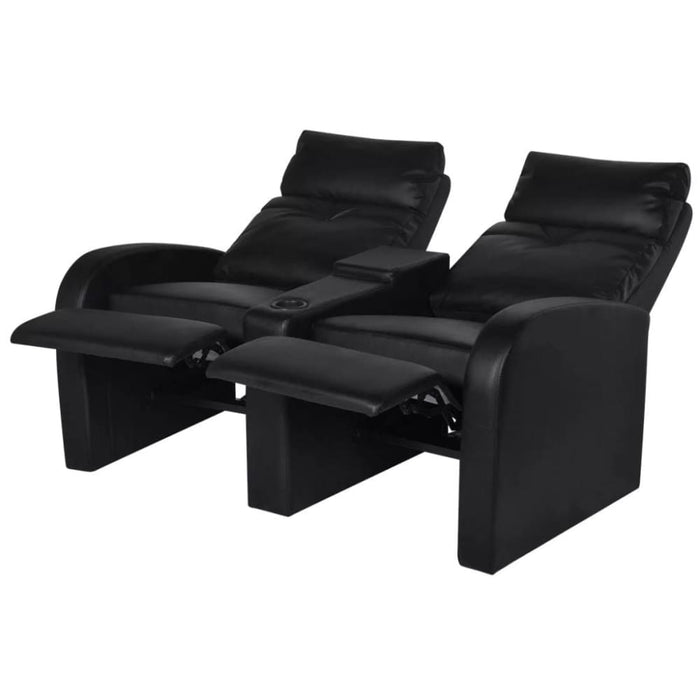 Recliner 2 Seat Artificial Leather Black Gl870